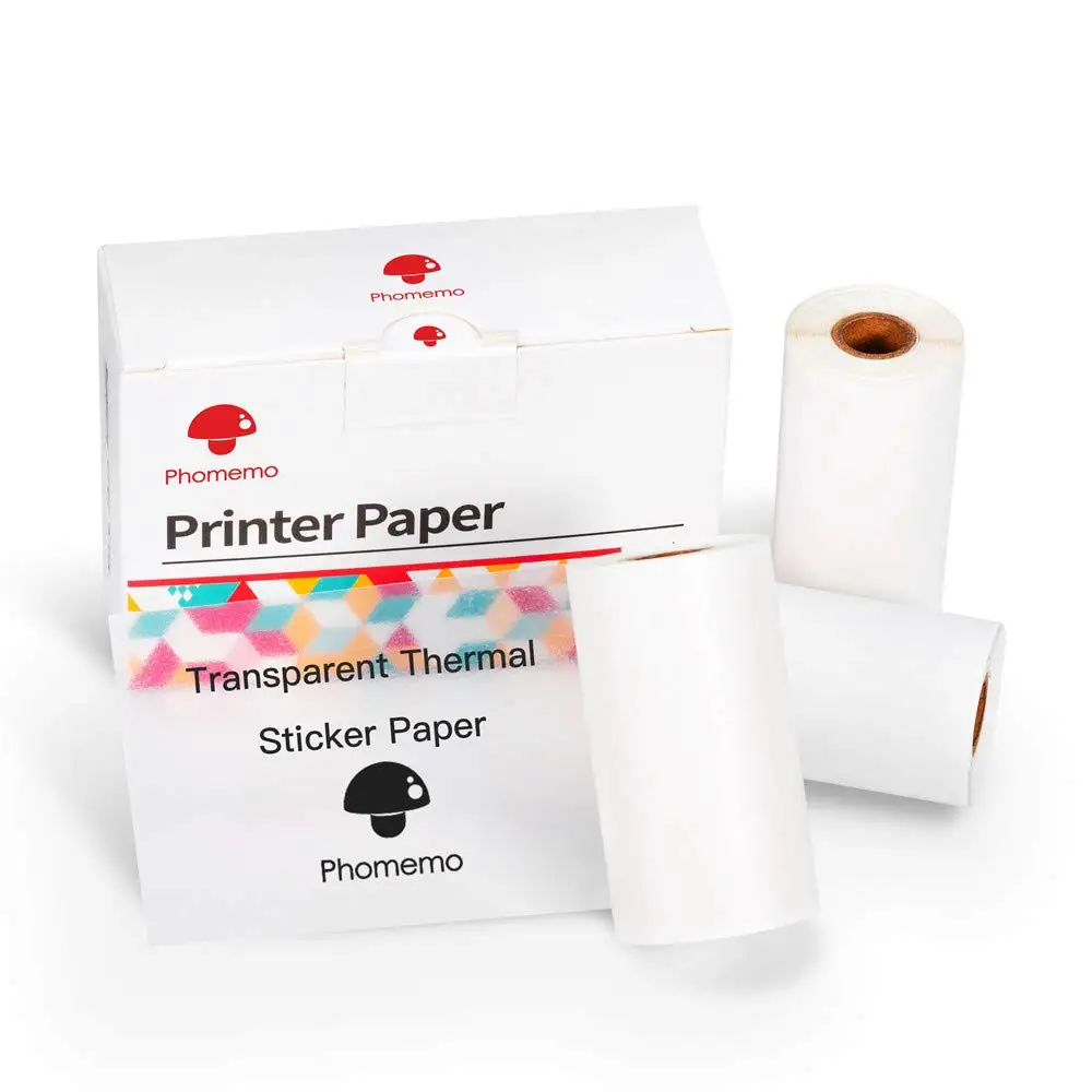 Phomemo 3 Rollen 50mm * 3,5 M Schwarz auf Transparent Selbst-adhesive Thermische Papier BPA-Frei Aufkleber für M02 Serie Mini Protable Drucker – Detail 2