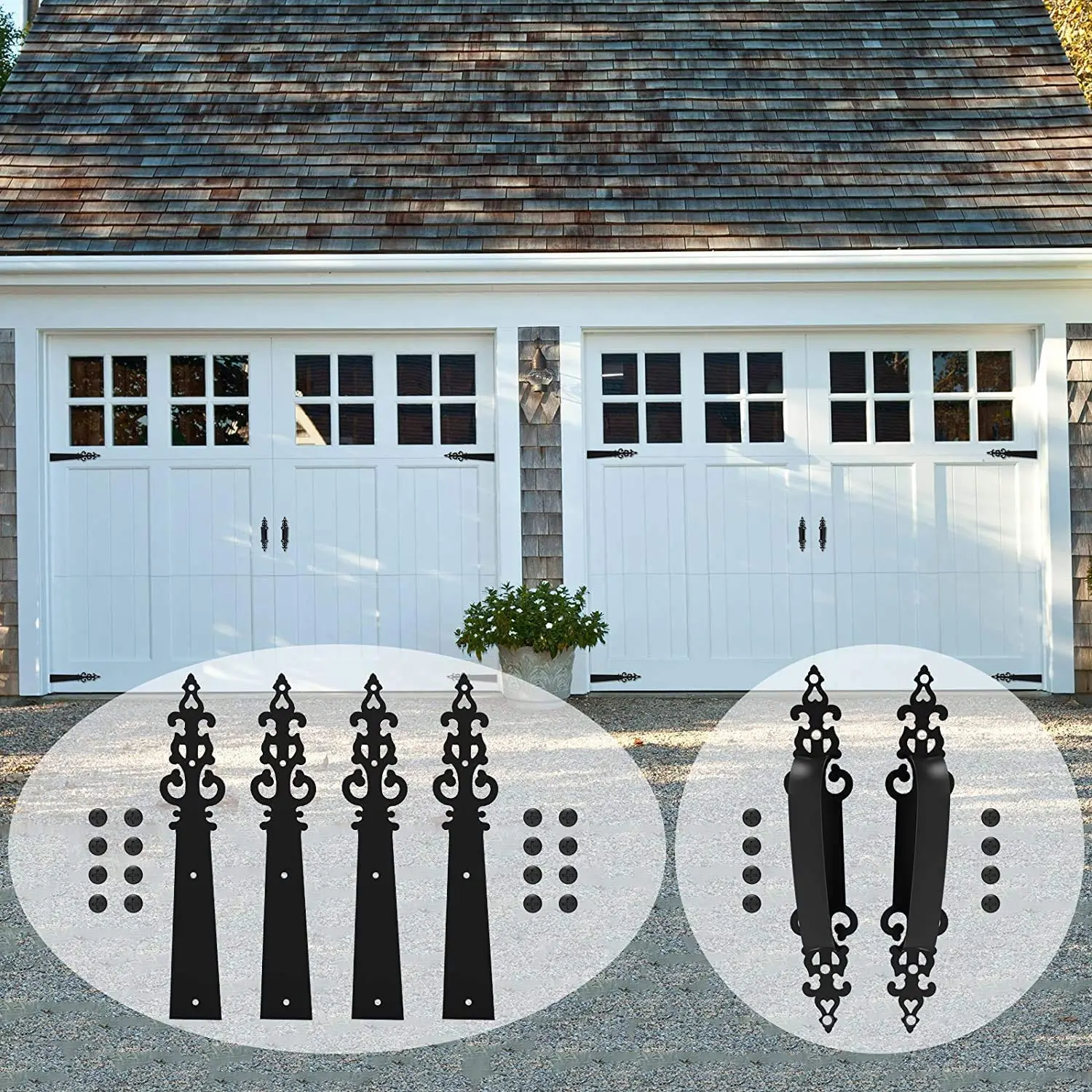 Imagem -02 - Haccer Peças Porta de Garagem em Aço Kit Ferragens Decorativas Transporte Casa Dobradiças Montadas