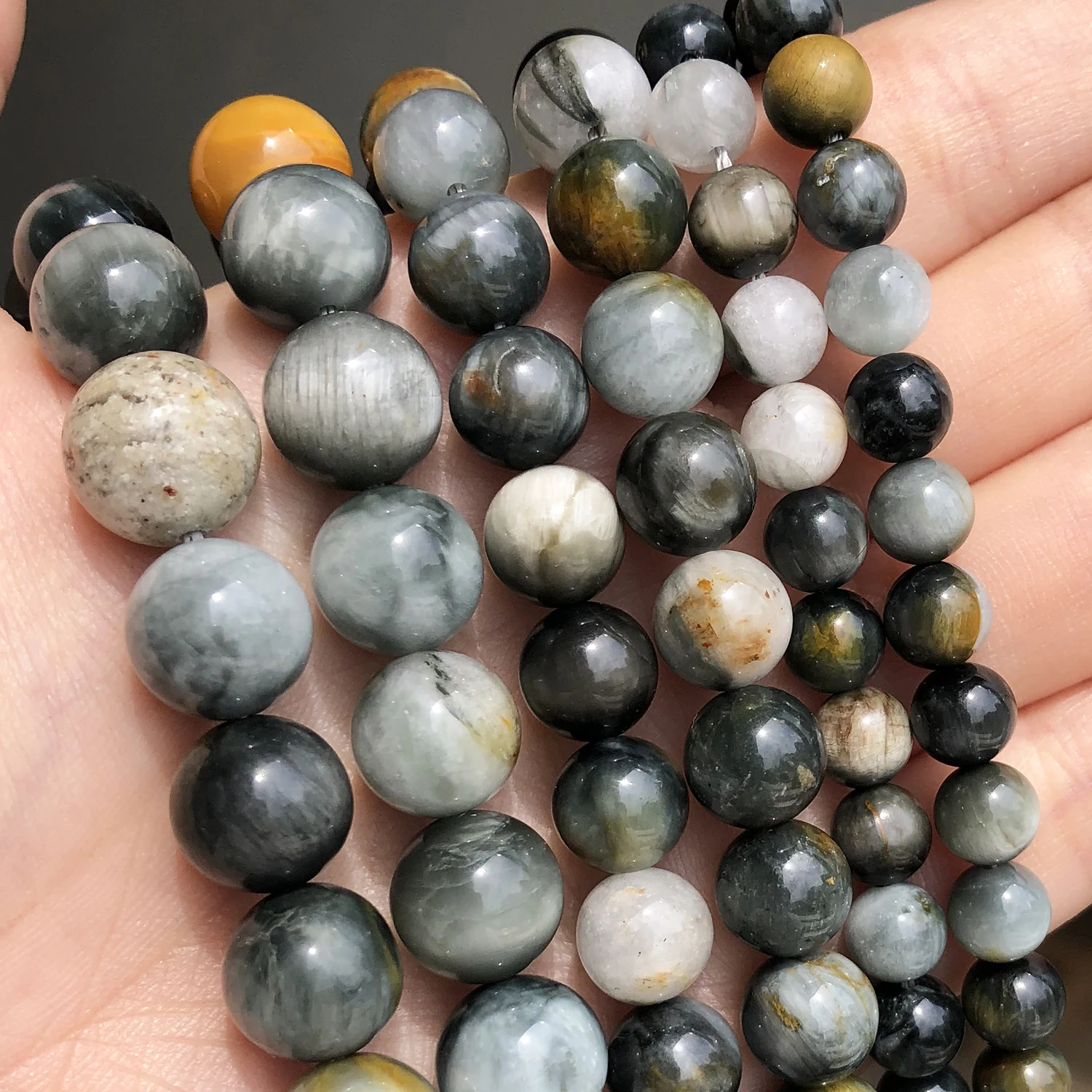 6 8 10mm AAA Hawk's Eye Stone Beads Natural Eagle Eye Loose Round Beads 15''Inches for Jewelry Making DIY Bracelet Accessories