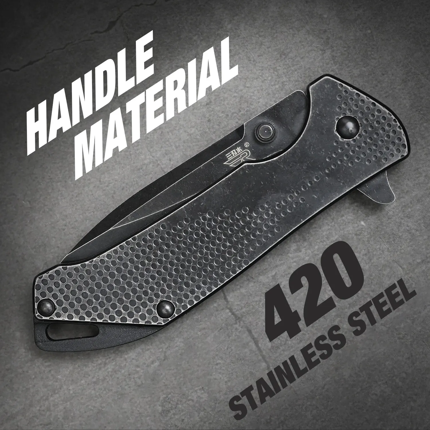 SANRENMU-cuchillo plegable de bolsillo para exteriores, herramienta con mango de acero inoxidable, hoja EDC 12C27, para acampada, caza, pesca, rescate, 7089