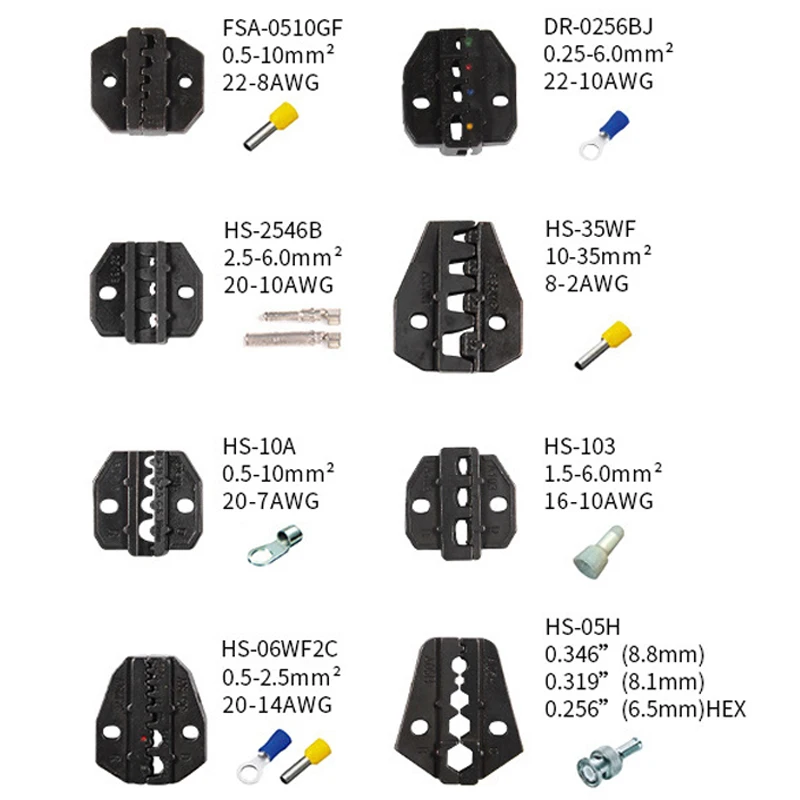 JUNEFOR HS-03BC Crimping Pliers Set Hand Combination Tool Kits Multitool Crimping Pliers Dismountable 8JAW Clamp For Electrician