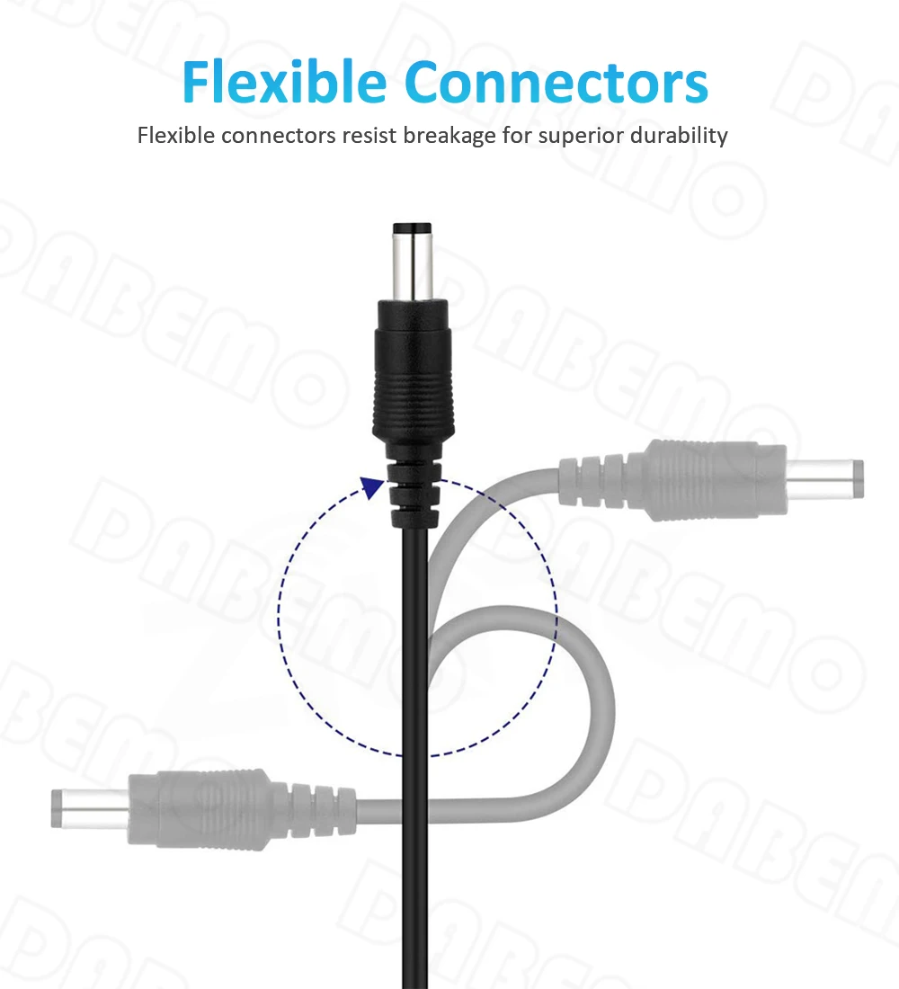 Czarny biały przedłużacz 6M 10M DC 12V 5.5mm * 2.1mm żeński przewód zasilający do kamera telewizji przemysłowej urządzeń domowych