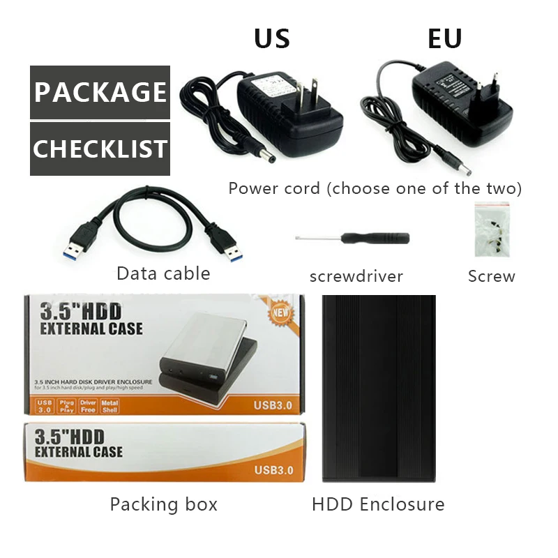 SATA에서 USB 3.0 데스크탑 알루미늄 합금, 강력한 방열 하드 드라이브 인클로저, 외부 모바일 HDD 인클로저, Q07, 3.5 인치