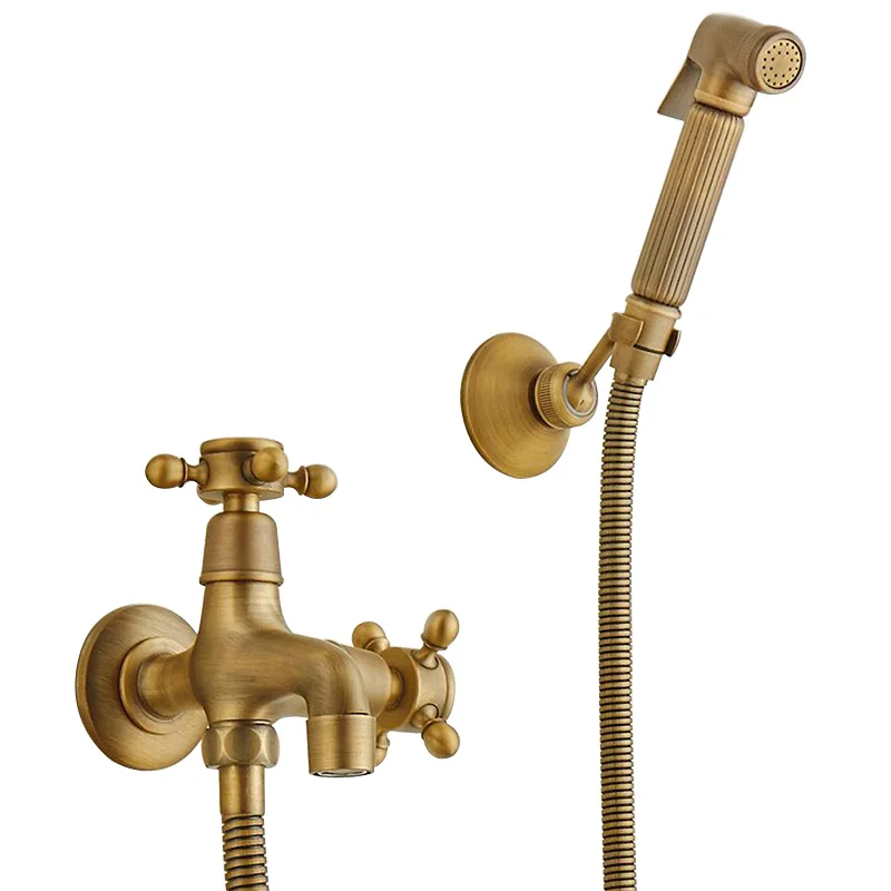 Wc Bidet Rubinetti In Ottone Antico Bagno Doccia Blow-fed Ugello della Pistola A Spruzzo Bidet Rubinetto di Acqua Fredda Singolo Rubinetti Vasca Da