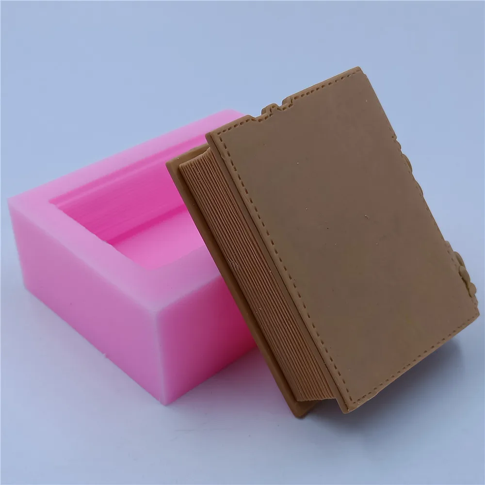 Molde de silicona para jabón con diseño de libro, moldes de gelatina para pastel de jabón, moldes de cera para velas, molde artesanal de resina