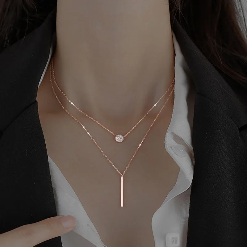 Popular Fashion Double Layer Pendant Necklace For Women Clavicle Chain Luxury Jewelry Chokers Accessories Gift 2022 New