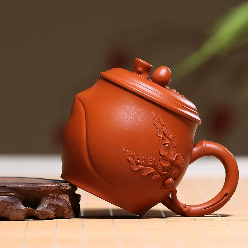 ★Zhenyi Yixing Zisha Cup pure handmade raw mineral vermilion tea cup cover cup office tea cup vermilion peach cup