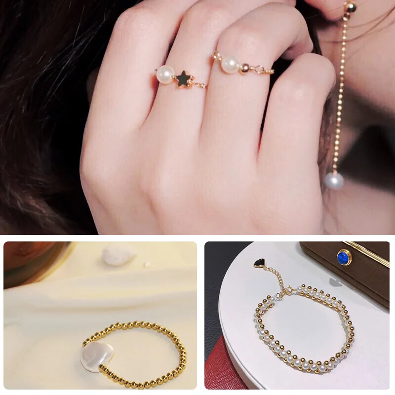 2-4MM 14K 골드 채워진 비즈 14K 골드 주얼리 재료 액세서리 팔찌 및 목걸이 제작을 위한 부드러운 주얼리 비즈, 10 개