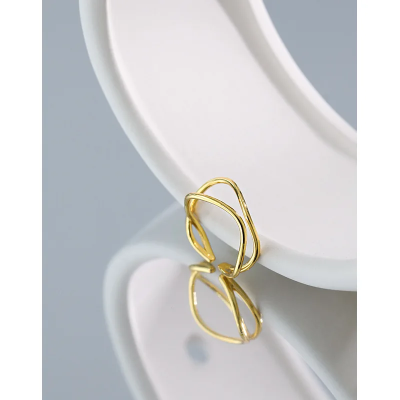 SHANICE S925 فضة حلقة مفتوحة ins الحد الأدنى طبقة مزدوجة خط المتشابكة الإناث افتتاح خواتم السيدات غرامة مجوهرات #2