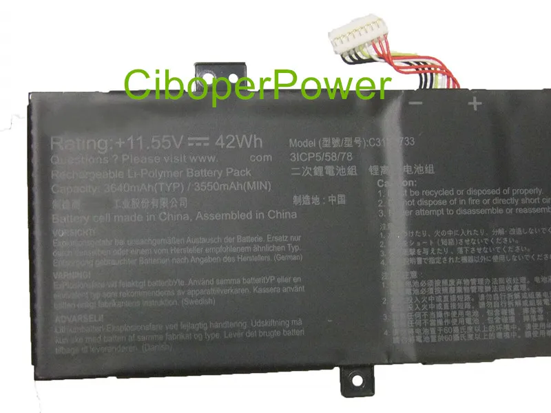 Original quality C31N1733 battery for 14 TP412UA TP412UA-0061B8130U 1A