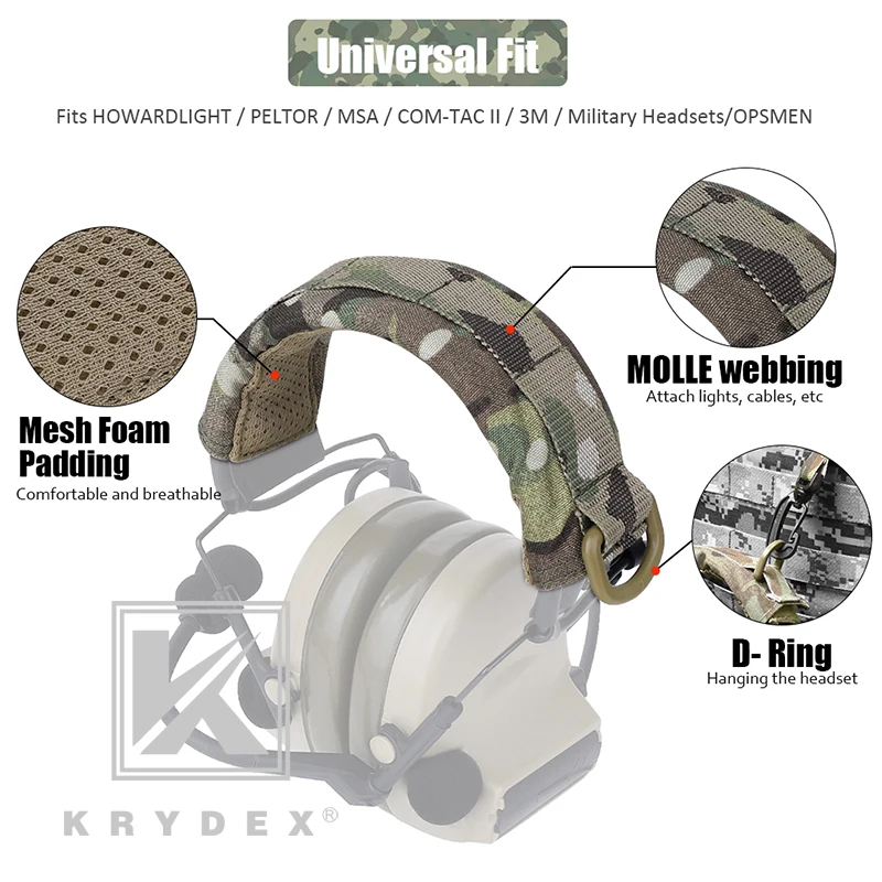 KRYDEX Headset Stand MOLLE Protection Cover For HOWARD MSA Tactical Modular Headband Earmuff Headphone Stand Protection Case MC