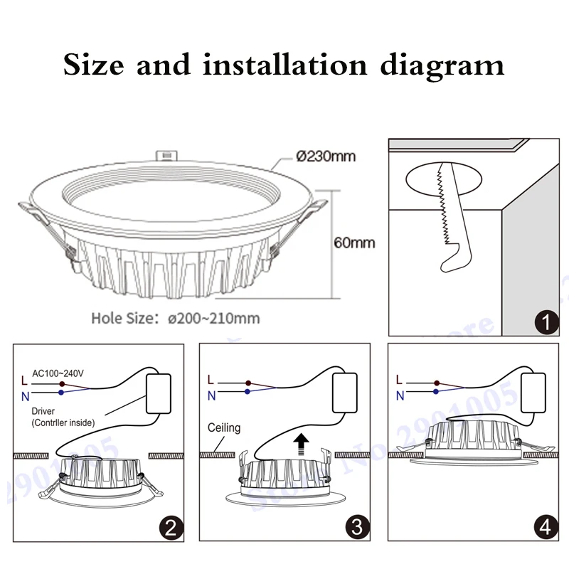 25W RGB + CCT Smart Dimmable LED Downlight 220V AC 110V 2000LM Embedded Ceiling Round Indoor Light 2700K~6500K