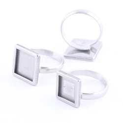 5pcs Fit 10mm 12mm 20mm Square Cabochon Ring Bezel Blanks Diy Cameo Base Settings For Jewelry Making Supplies