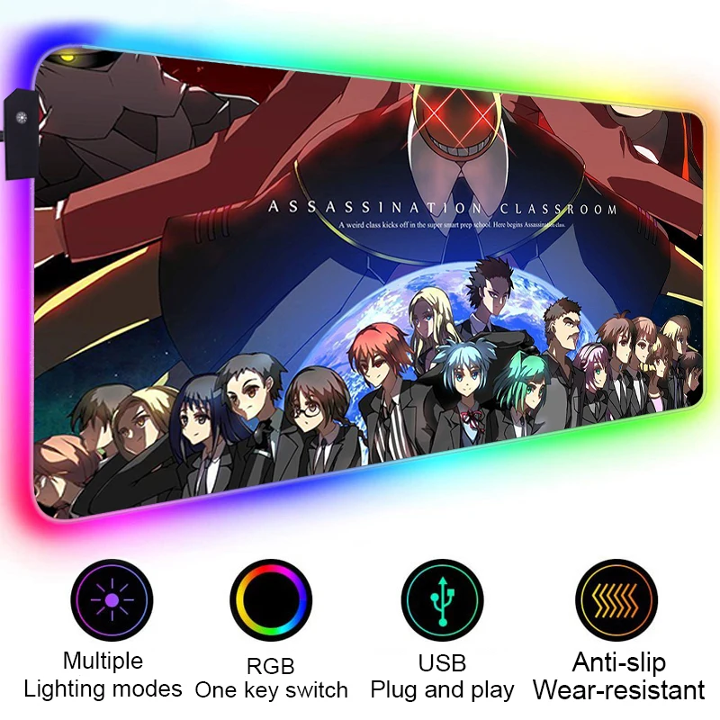 

RGB LED Gaming Mouse Pad XXL Mousepad Mause Pad Keyboard Desk Carpet Game Rubber No-slip Mouse Mat Gamer Assassination Classroom