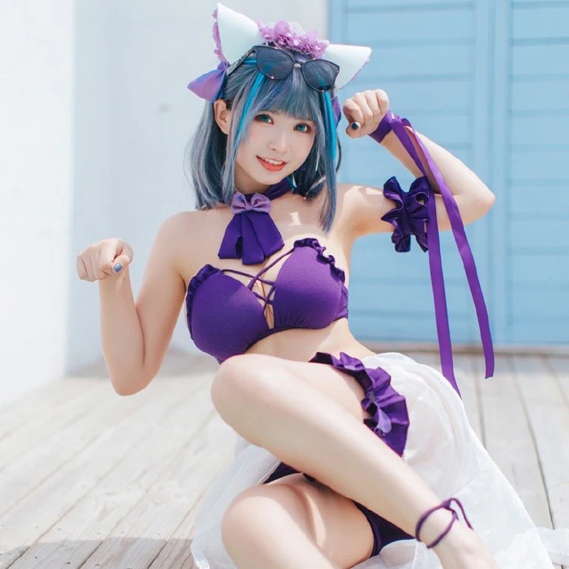 

Irelia H Custom size/made Cheshire AL Cosplays Azur Lane Cheshire Swimsuit Cosplay Costume Cheshire Sexy lingeries Swimwear