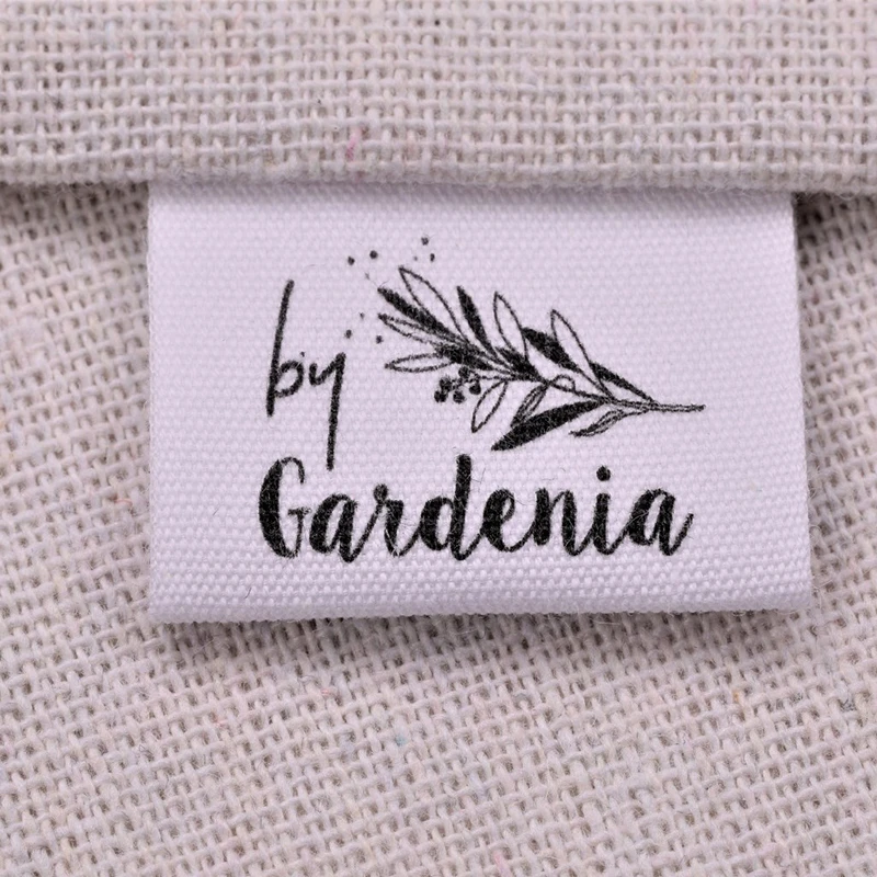 100 pcs Sweet Pea Custom Clothing Labels-Personalized Brand Organic Cotton Ribbon Labels Logo or Text Sewing DIY Labels 30x60mm