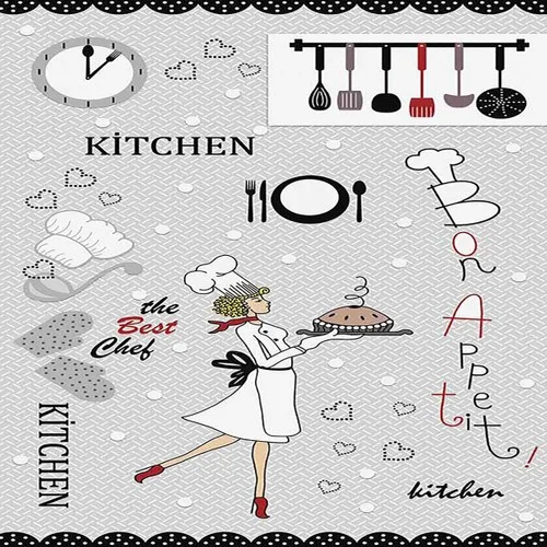 Meg & Cloud Bon Apetit Digital Printed Anti-Slip Soles Washable Stain-resistant Kitchen Rug