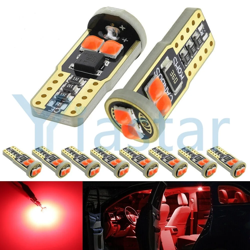 

100X T10 LED W5W 194 3030 6SMD Canbus No Error Car Interior Light LED Instrument Lights Bulb Wedge light 12V 6000K White Yellow