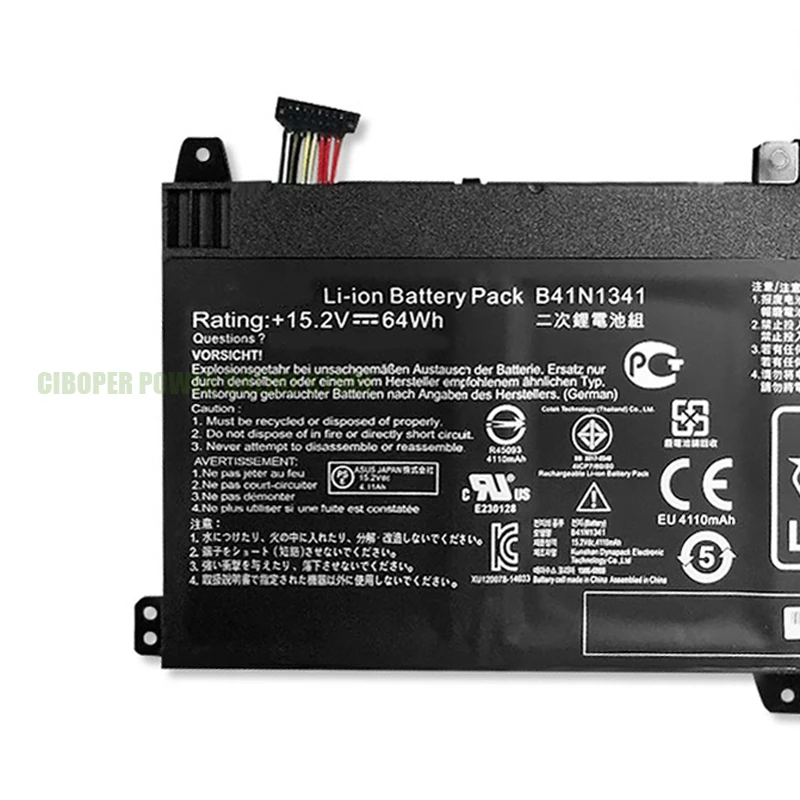 CP – batterie pour ordinateur portable, 15.2V, 64wh, pour séries Q502, Q502LA Q502LA-BBI5T12, BBI5T14, BBI5T15, B41BN95, B41N1341