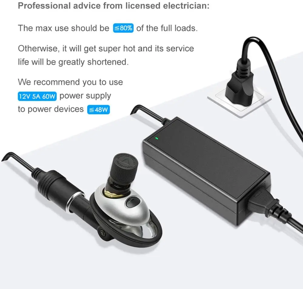 Imagem -06 - Carregador Adaptador de Energia com Conector de Isqueiro Fonte de Alimentação para Luz Led Refrigerador do Carro Aspirador de pó dc 12v 5a 8a 10a