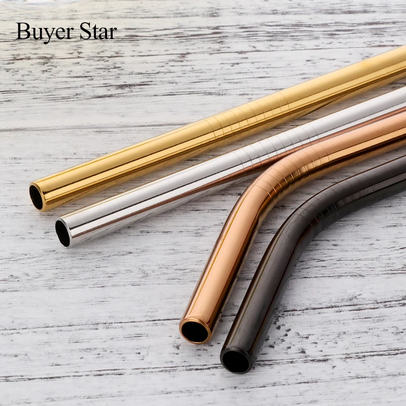 8pcs Metal Extra Long 8mm Wide Straw Stainless Steel Straws Reusable Drinking Straw with Brush For Yeti Tumbler Bar Accessories