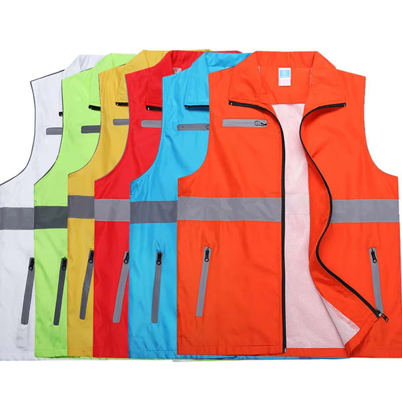 

Reflective Vest Volunteer Worker Running High Visibility Reflective Safety Clothing Workplace Road Warning Clothes Coverall