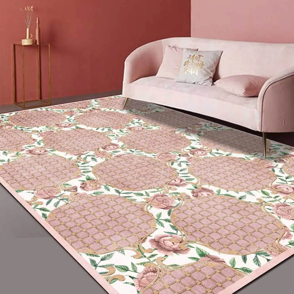 

Pink Abstract Geometric 3D printing Carpets for Living Room Bedroom Area Rugs Anti-Slip Home Hallway Mat Girls Room decorate Rug