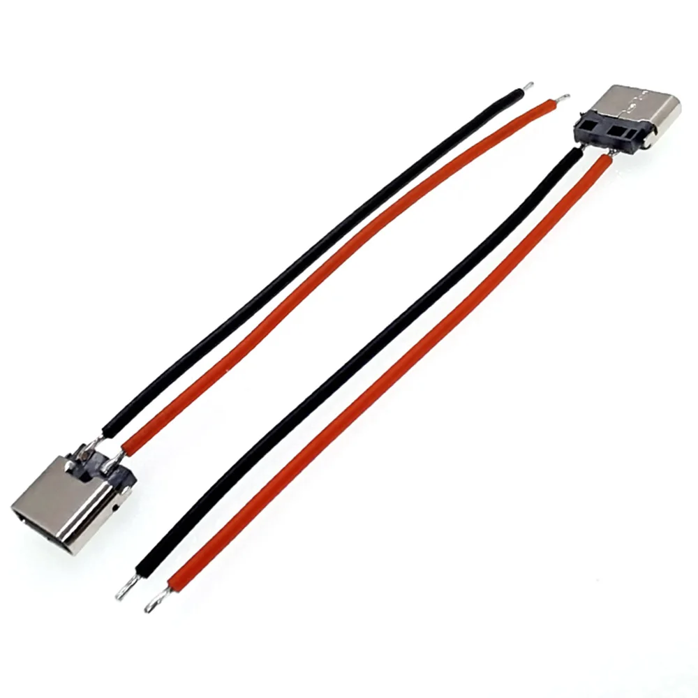 10/20pcs Micro USB Type C 3.1 Connector Welding Wire Female Socket Power Charging Port 2Pin Type-C Female Port Charging Jack 2P