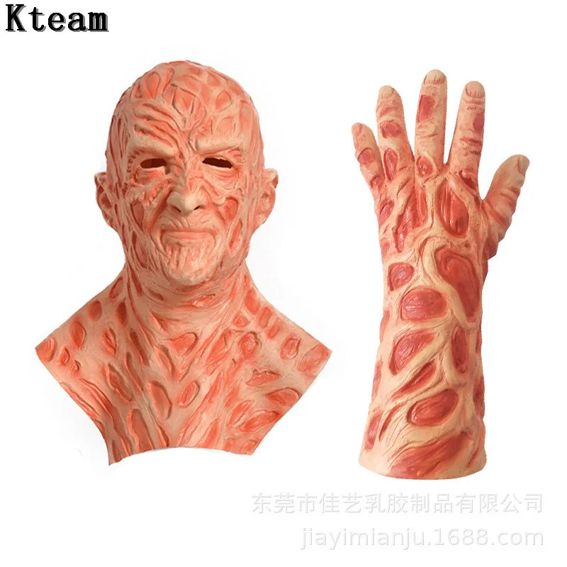 Hot Freddy krueger Latex mask Gloves costumes Adult Party Costume Friday the 13th Killers Jason Zombie Horror movies Scary Mask