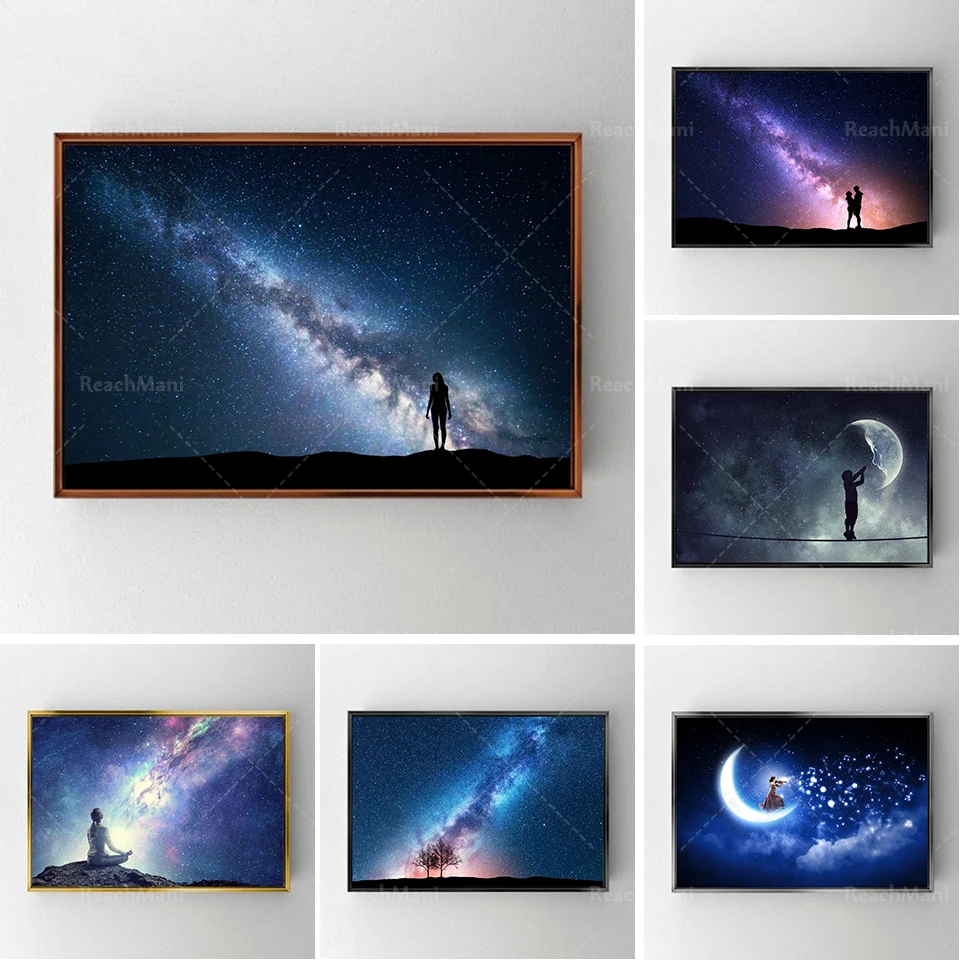 

Moon rider print on canvas, modern wall art, canvas wall art