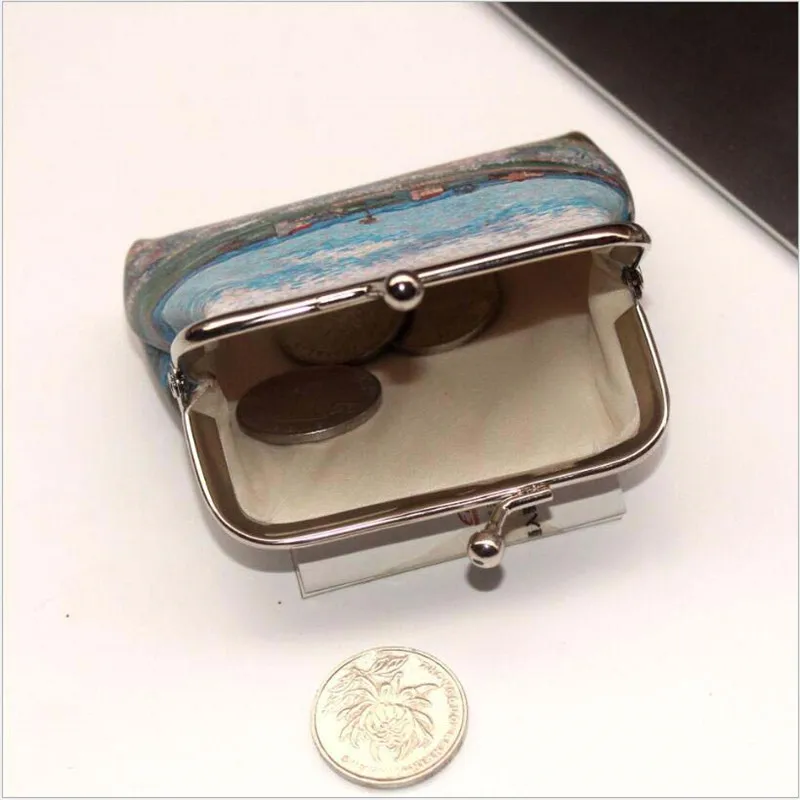 Vintage Women Printing Coin Purses Girl Hasp Zero Wallet Ladies Clutch Change Purse Female Mini Money Bag PU Leather Wallet