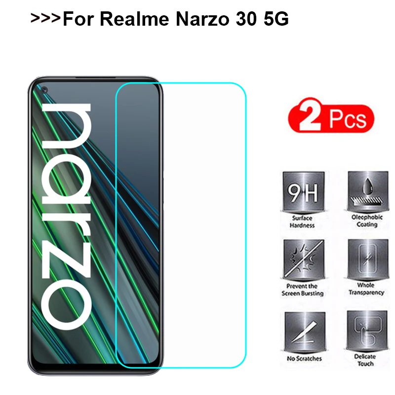 2PCS Tempered Glass For REALME NARZO 30 5G Glass Screen Protector For Cristal Templado Realmi Narzo 30 5G RMX3242 Glass Cover