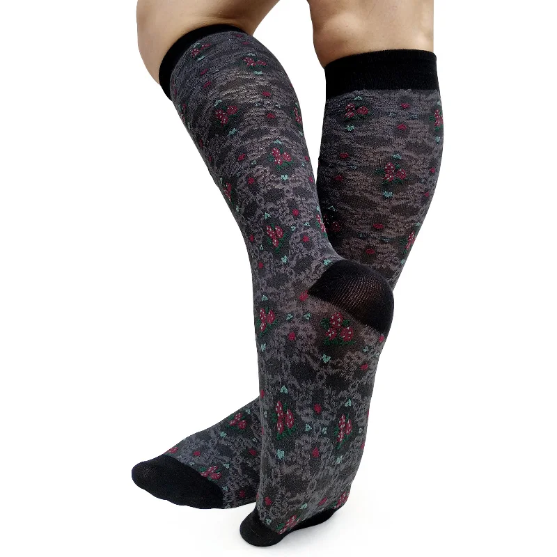 Knee high men Formal socks Sexy Lingerie  vintage Style Male Dress stocking Hose Cotton Jacquard Fashion Gentlemen Sock