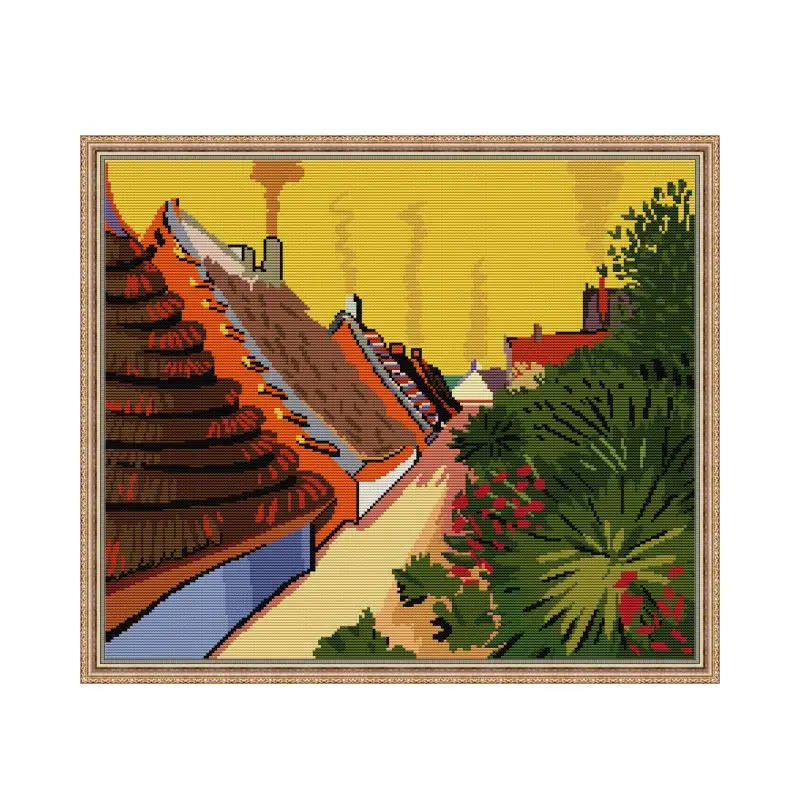 

Van Gogh-Street in Saintes-Maries Cross Stitch Kit, Cross Stitch, Printed Canvas, Sewing, DIY, Handmade Needlework, 14ct, 11ct