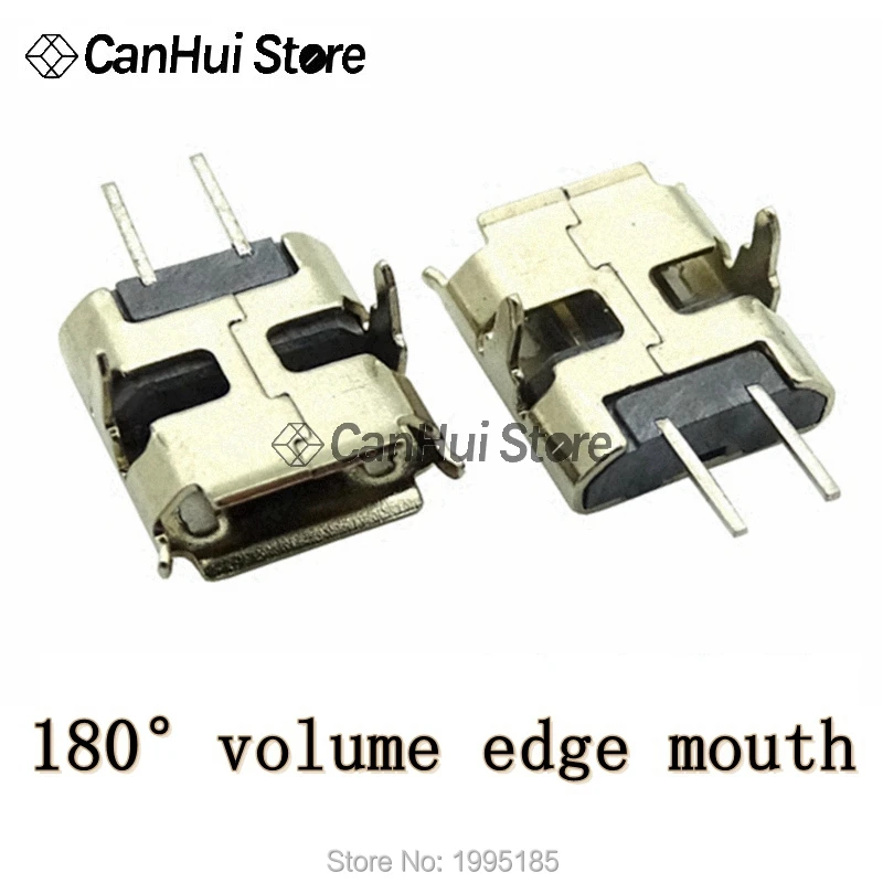 20/50Pcs Micro Usb 2Pin 90/180 degrees  B Type Female Connector For Mobile Phone Micro Usb Jack Connector 2 Pin Charging Socket