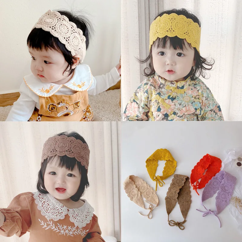 Baby Headband Girls Hollow Hairbands Woolen For Children Candy Color Head Band Infant Spring Summer Hair Accessories Korean