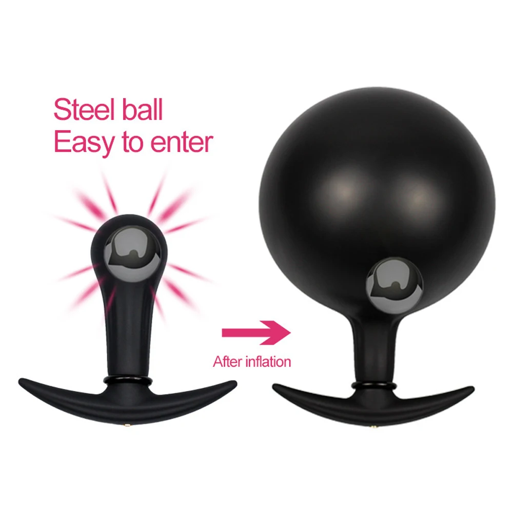 Metal Balls Inflatable Anal Butt Plug Large Pussy Plug Vaginal Expander Adult Outdoor Sex Toys For Men Women Buttplug