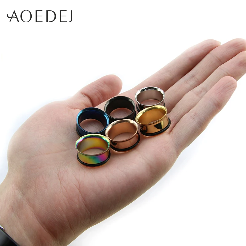 AOEDEJ 2PC 3-30mm Ear Tunnels Plugs 316L Stainless Steel Body Piercing Jewelry Women Ear Gauges Ear Stretchers Expandar Plugs