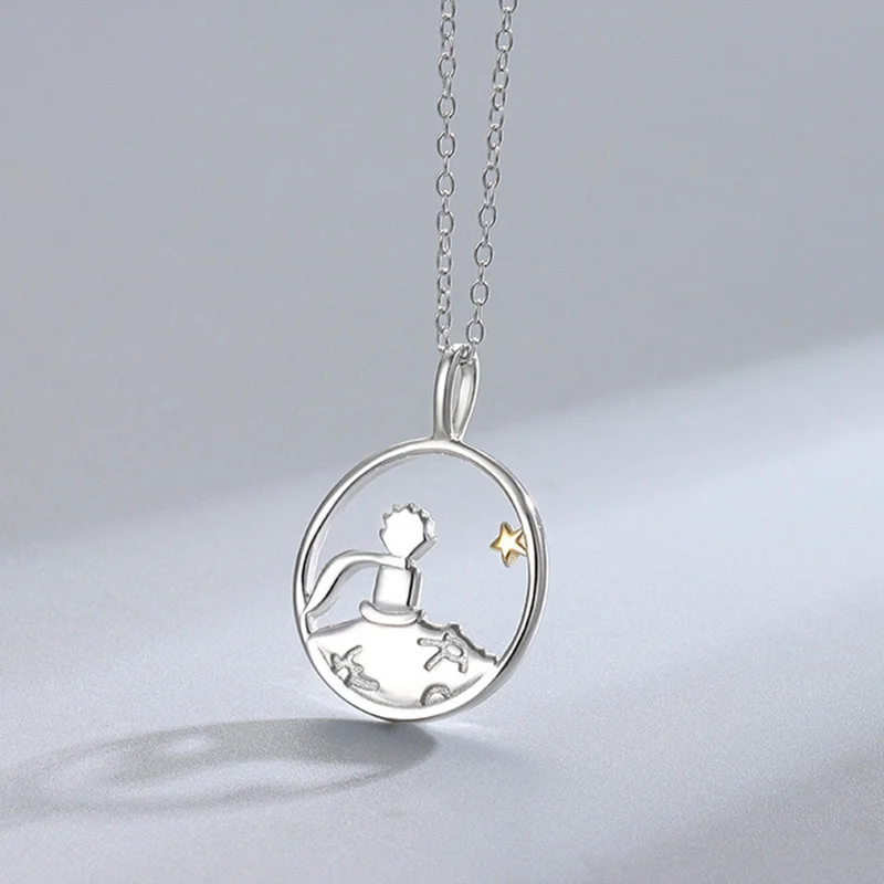 2021 Fashion New Two-color Couple S925 Silver Plated Little Prince Fox Pendant Necklace Exquisite Luxury Clavicle Chain Jewelry