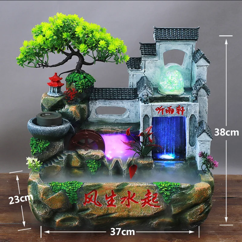 Water Curtain Hole Craft Gift Fengshui Wheel Artificial Mountain and Fountain Chinese Study Soothing and Nourishing Ornaments