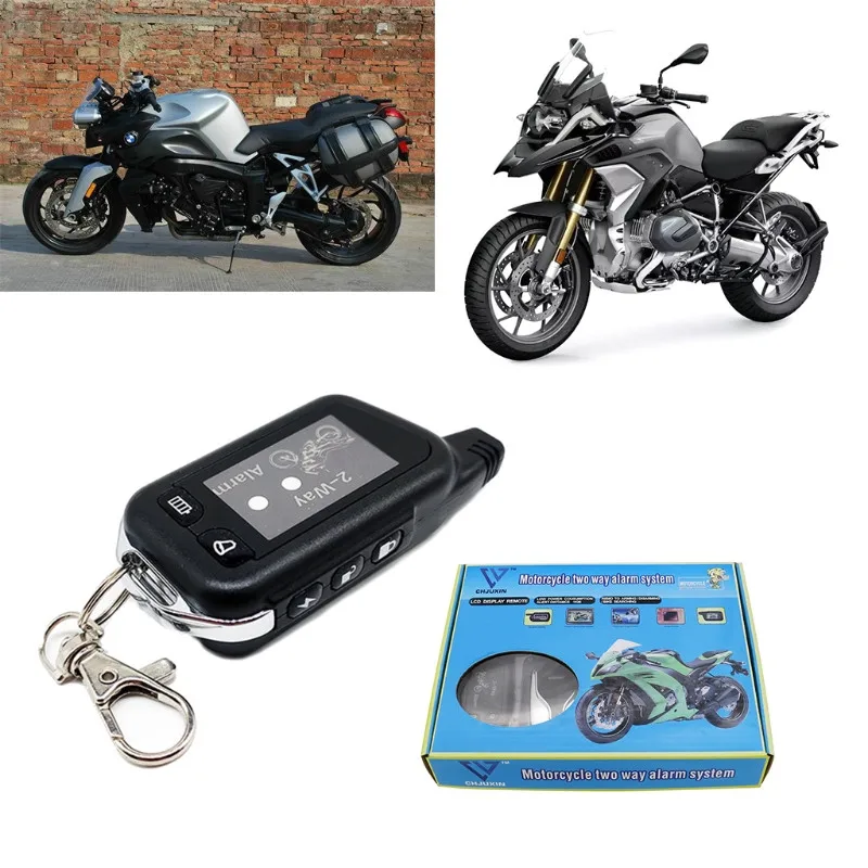 Motorcycle Two Way Alarm System with Remote Control Sensitive Vibration Sensor LED Display Universal Motor Theft Protection