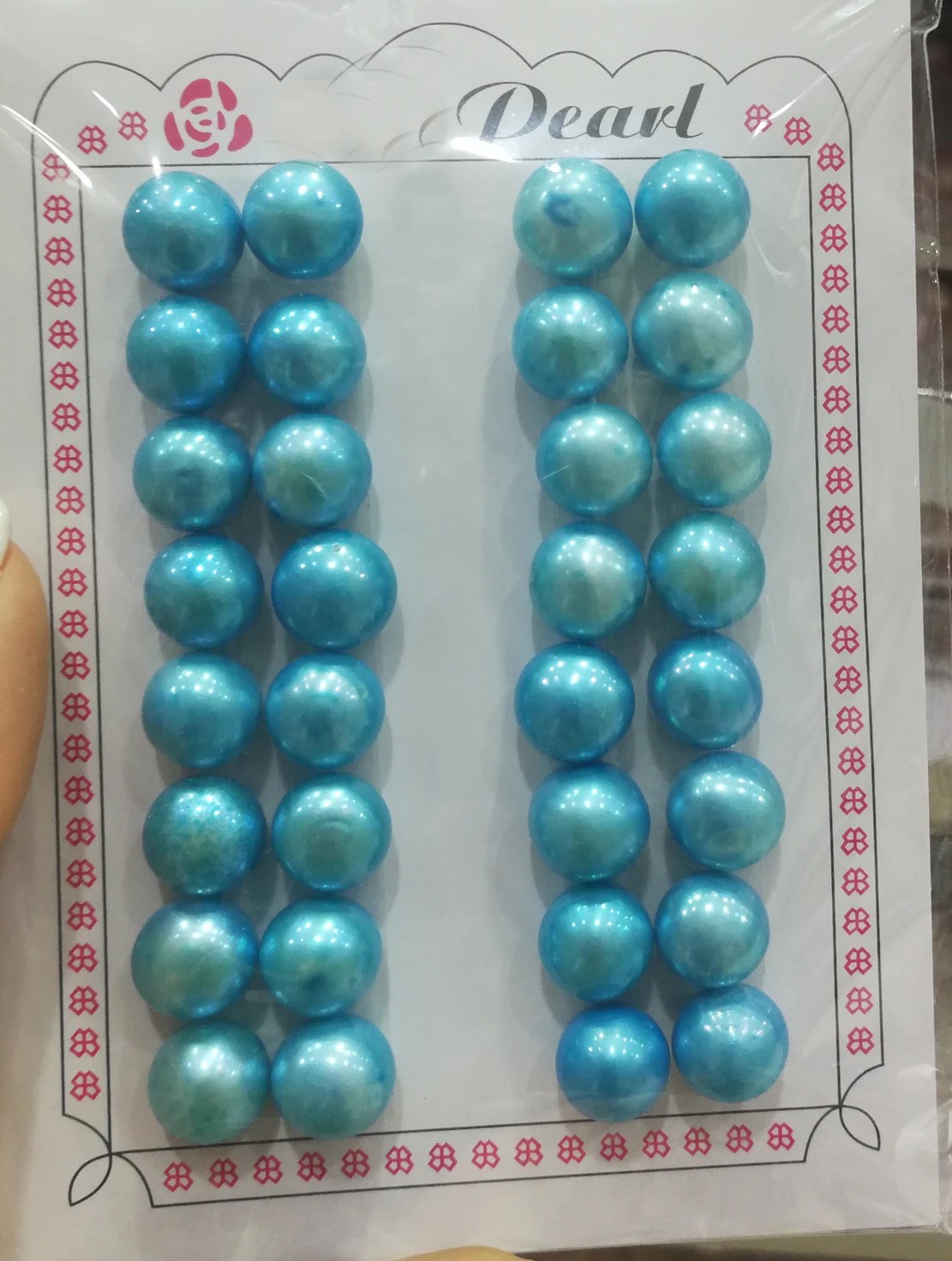 32Pcs blue pearls 11-12mm Pearl Plum Half Hole Drilled Pearl Super Luster Button Natural Freshwater pearl Loose Beads