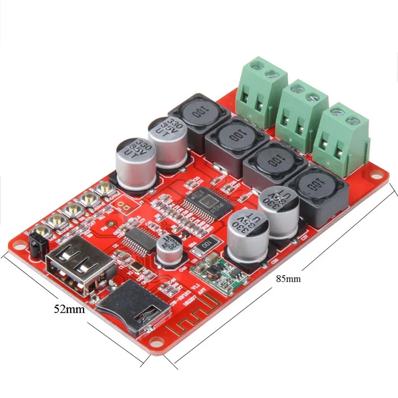 TPA3116 50W*2 Bluetooth Receiver Digital Audio AMP Board TF card U disk player FM Radio With Remote  For Speaker 85*52MM