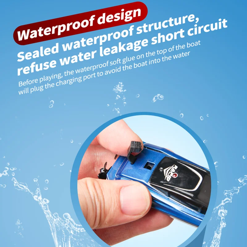 Mini barco portátil con Control remoto y cambio de velocidad de una tecla, 12 minutos, accionamiento de Motor Dual, casco impermeable, advertencia de baja potencia, modelo de barco RC