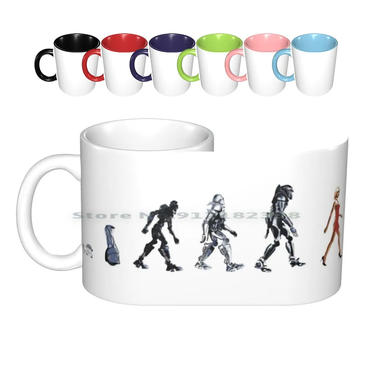 Evolution Of The Cylon Ceramic Mugs Coffee Cups Milk Tea Mug Battlestar Galactica Cylon Creative Trending Vintage Gift Bottle