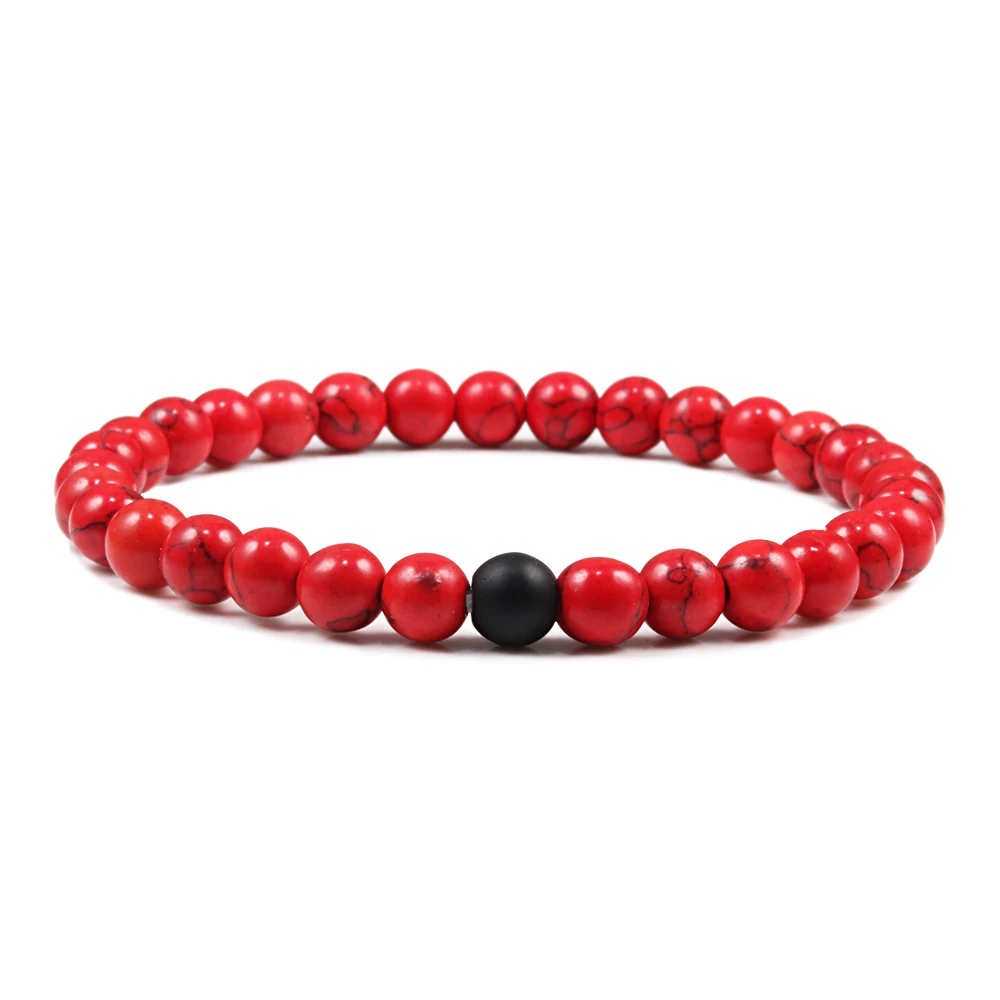1-2PCS Natural Lava Stone Beaded Bracelets Set