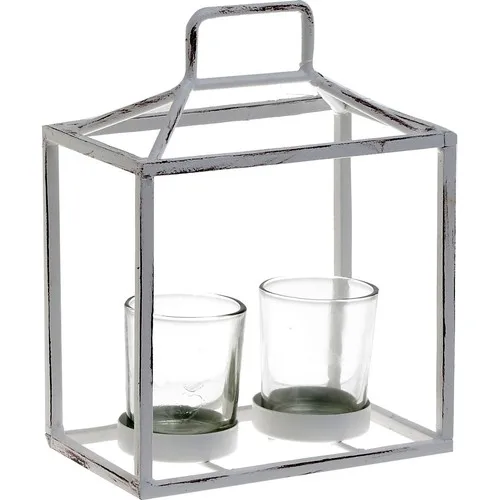 M'art Home Shinny Silver Dual Candle holder 15x9x20 cm