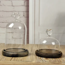 Glass Dome Bell Jar Cloche Display Jar With Wooden Base Dust Cover Home Decor Bedroom Desk Ornaments For Home Christmas Party