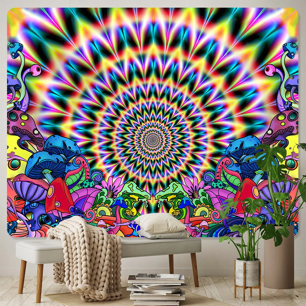 

Psychedelic Mushroom Home Decor Art Tapestry Hippie Bohemian Decor Psychedelic Scene Tapestry