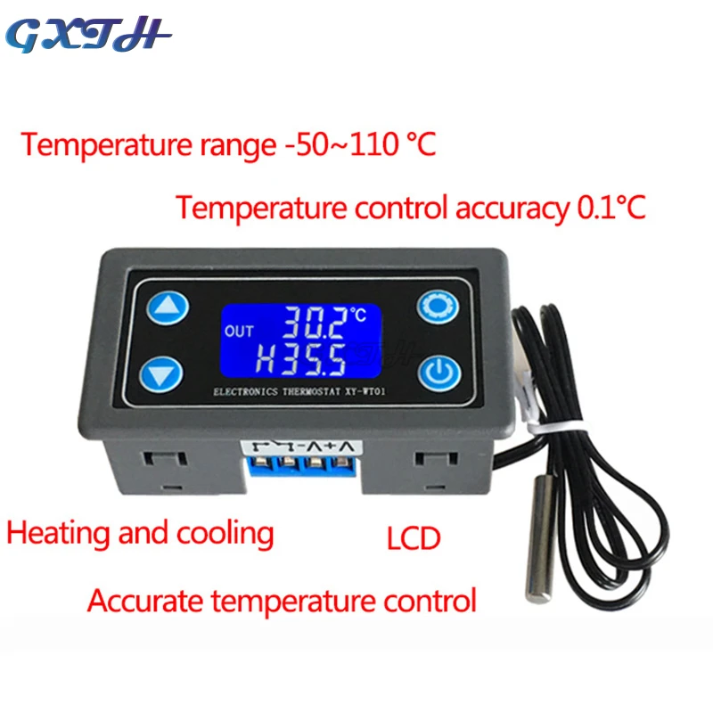 10A Thermostat Digitale Temperatur Controller DC 6V-30V Thermische Regler Thermoelement Thermostat LCD Display Sensor 12V 24V